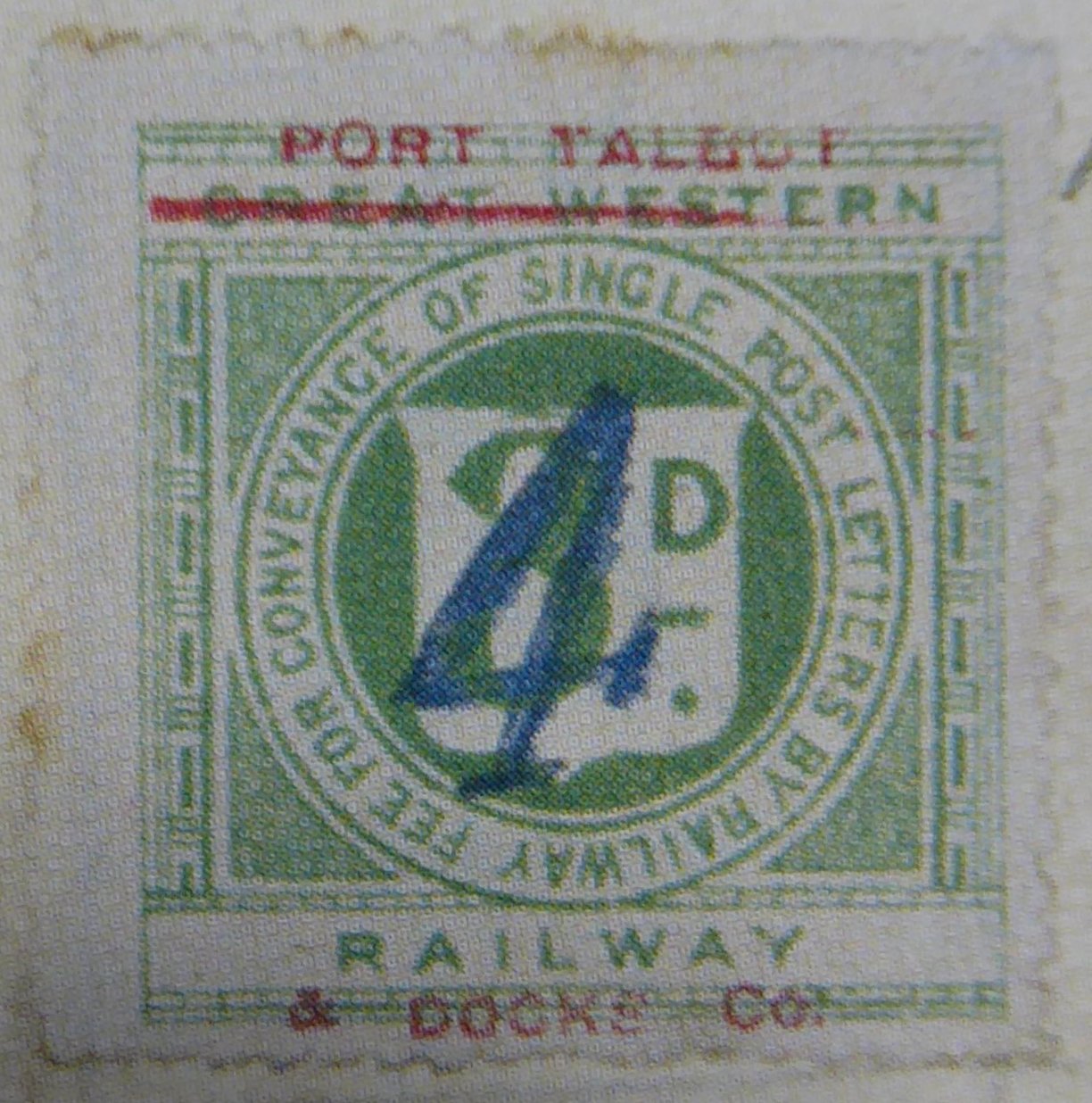Railway Letter Stamps Port Talbot Railway and Docks Company 4d/3d